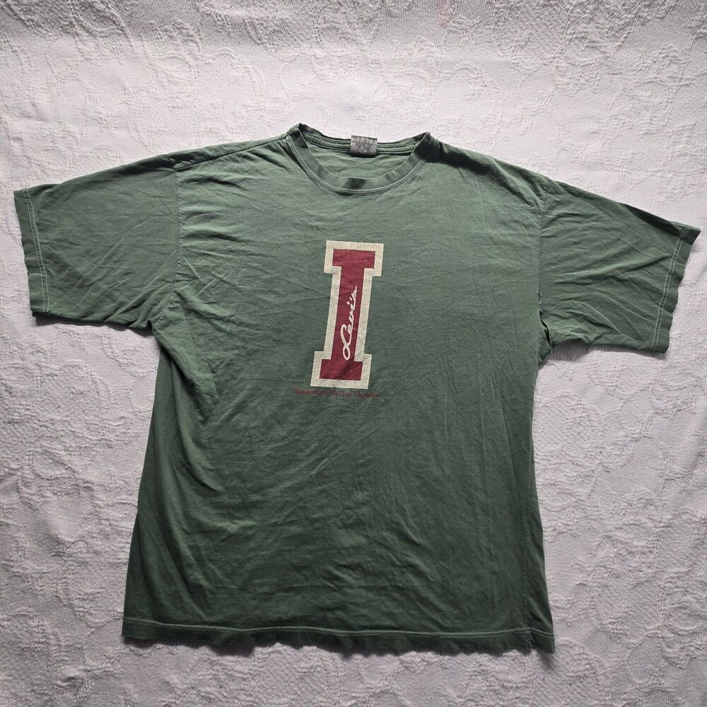 Levis Green Graphic Shirt Large XL Greece Vintage Casual Cabin Western Cowboy